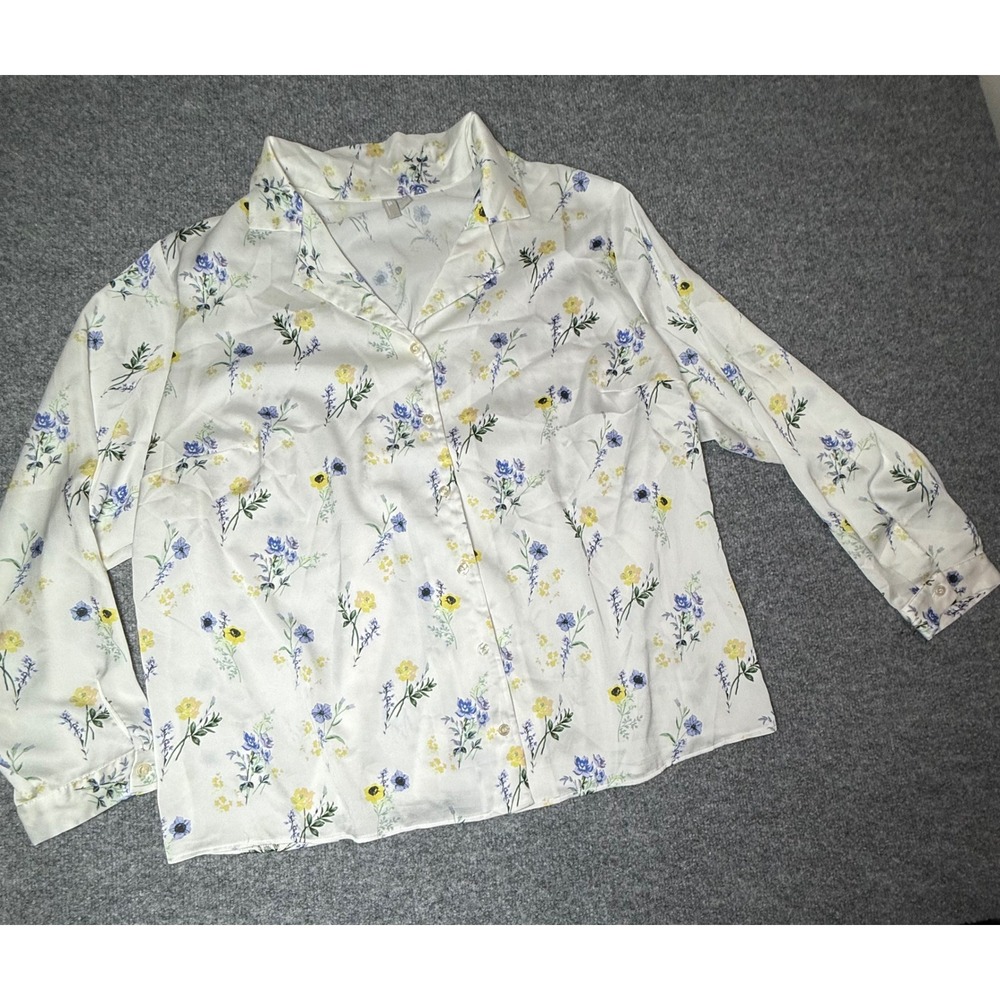 ASOS White Floral Print Button-Down Blouse Women's Size 18‎